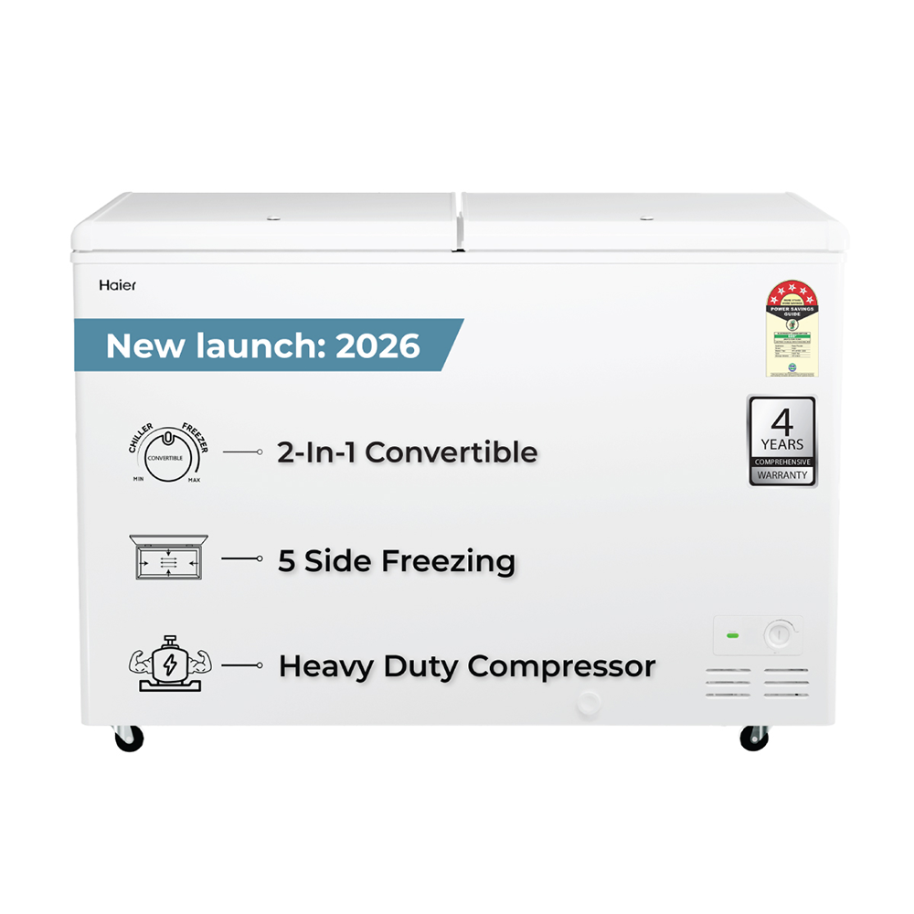 Haier Deep Freezer 410L, Hard Top Convertible Double Door (White)